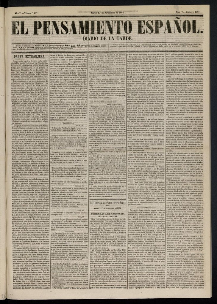 Miniatura de El Pensamiento Español del 1 de noviembre de 1864, nº 1487