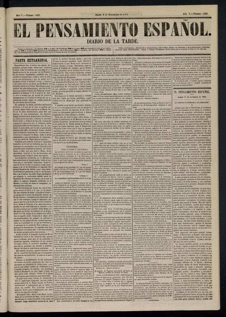 Miniatura de El Pensamiento Español del 8 de noviembre de 1864, nº 1493