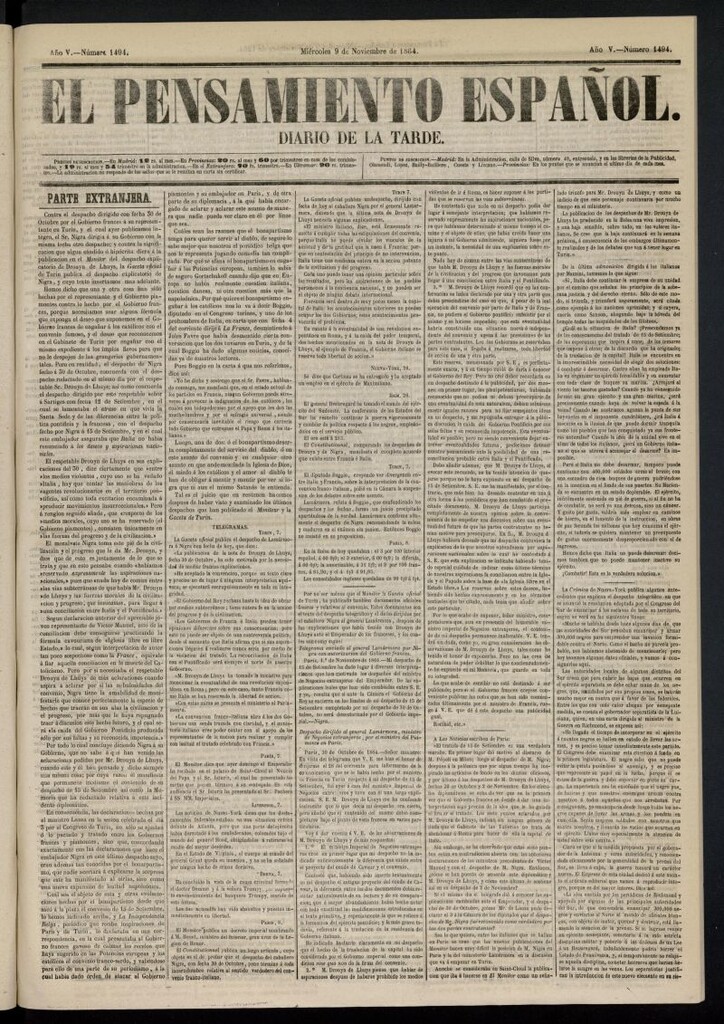 Miniatura de El Pensamiento Español del 9 de noviembre de 1864, nº 1494