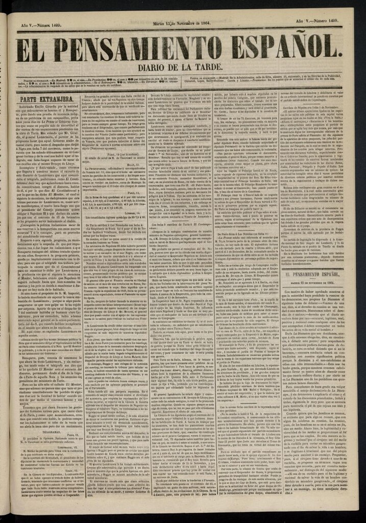 Miniatura de El Pensamiento Español del 15 de noviembre de 1864, nº 1499