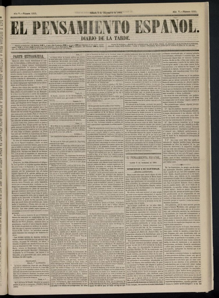 Miniatura de El Pensamiento Español del 3 de diciembre de 1864, nº 1515