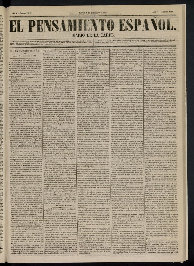 Miniatura de El Pensamiento Español del 9 de diciembre de 1864, nº 1519