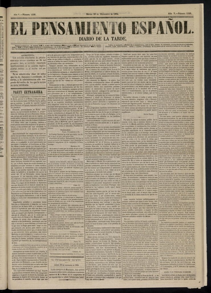 Miniatura de El Pensamiento Español del 20 de diciembre de 1864, nº 1528