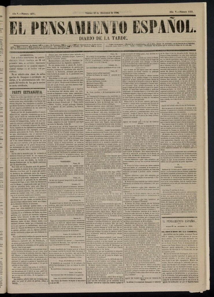 Miniatura de El Pensamiento Español del 23 de diciembre de 1864, nº 1531