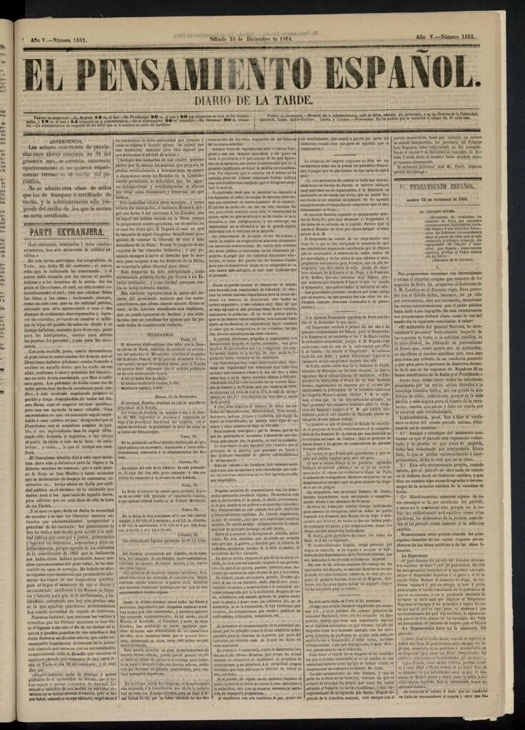 Miniatura de El Pensamiento Español del 24 de diciembre de 1864, nº 1532