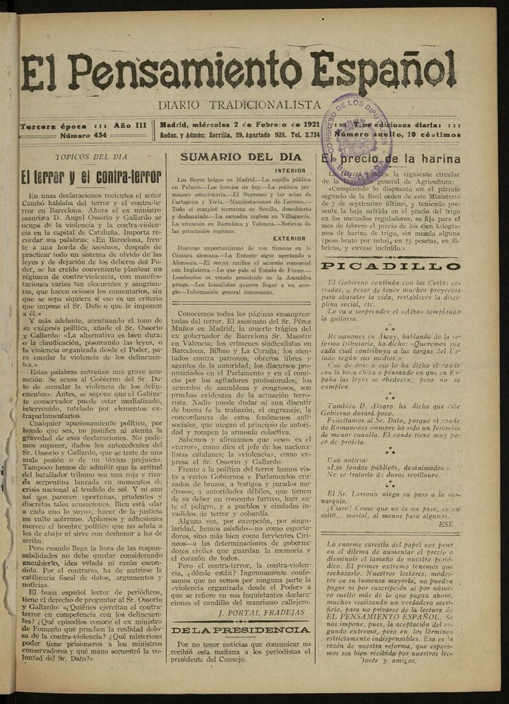 Miniatura de El Pensamiento Español del 2 de febrero de 1921, nº 434