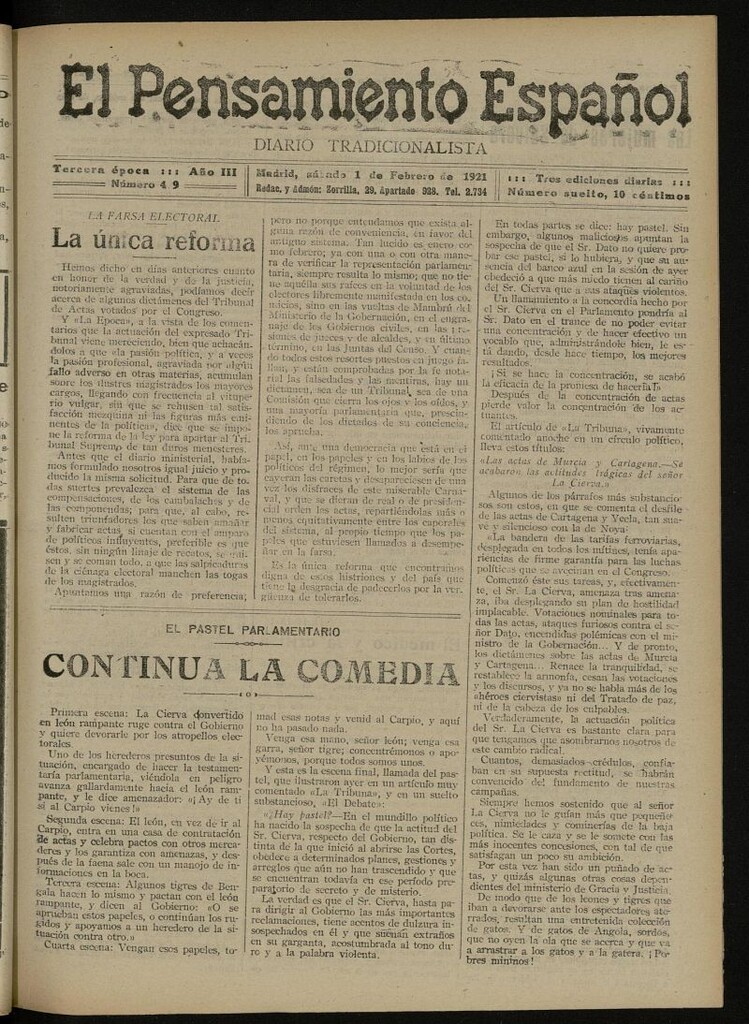 Miniatura de El Pensamiento Español del 19 de febrero de 1921, nº 449