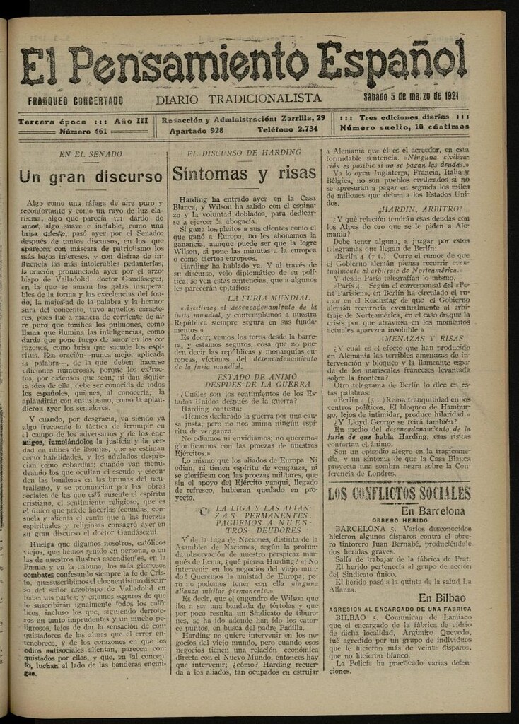 Miniatura de El Pensamiento Español del 5 de marzo de 1921, nº 461