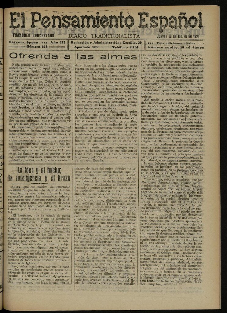 Miniatura de El Pensamiento Español del 10 de marzo de 1921, nº 465