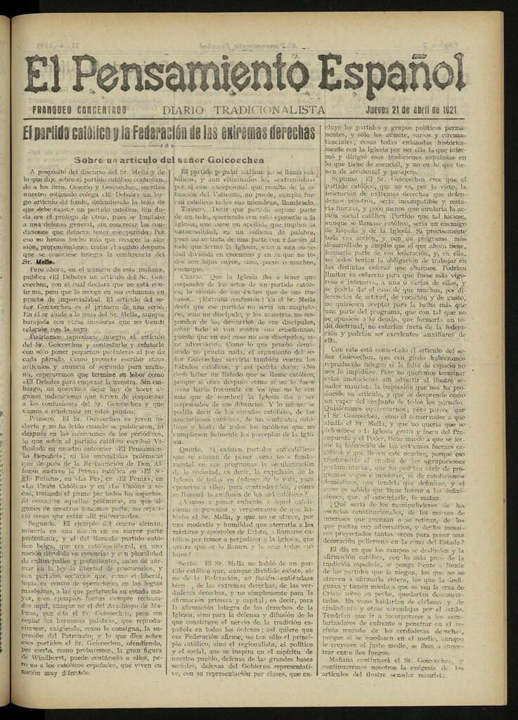 Miniatura de El Pensamiento Español del 21 de abril de 1921, nº 500