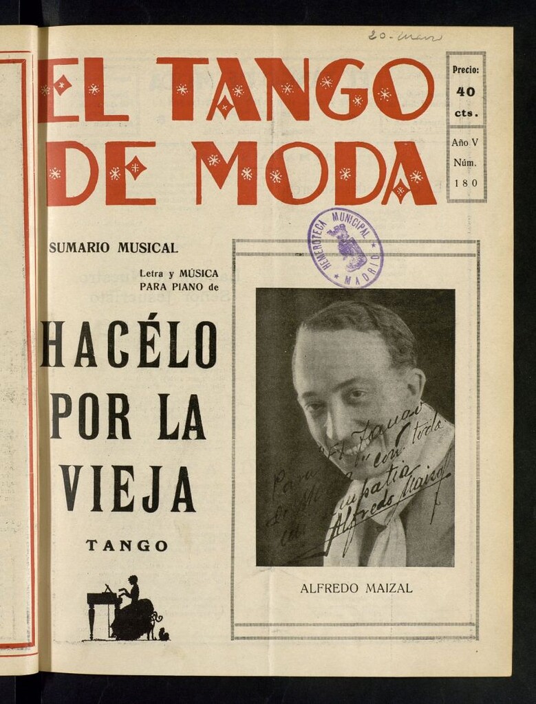 Miniatura de El Tango de Moda : revista popular hispano-americana. Aparece los sábados. Nº 180