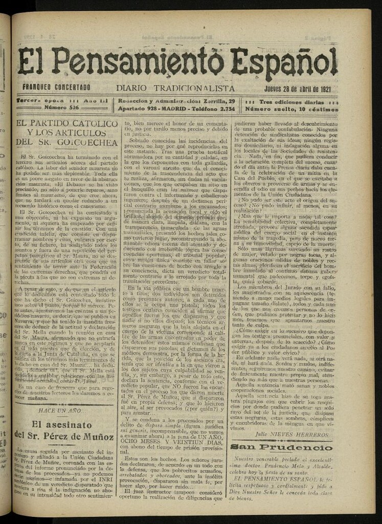 Miniatura de El Pensamiento Español del 28 de abril de 1921, nº 506