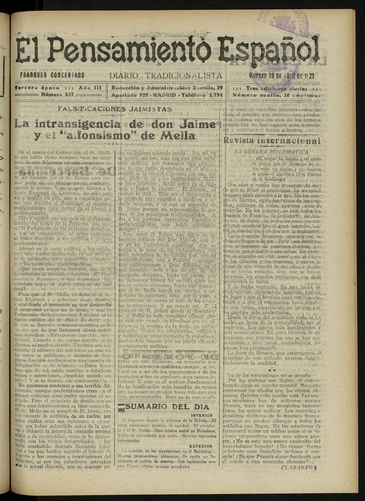 Miniatura de El Pensamiento Español del 29 de abril de 1921, nº 507