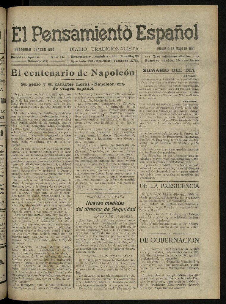 Miniatura de El Pensamiento Español del 5 de mayo de 1921, nº 512