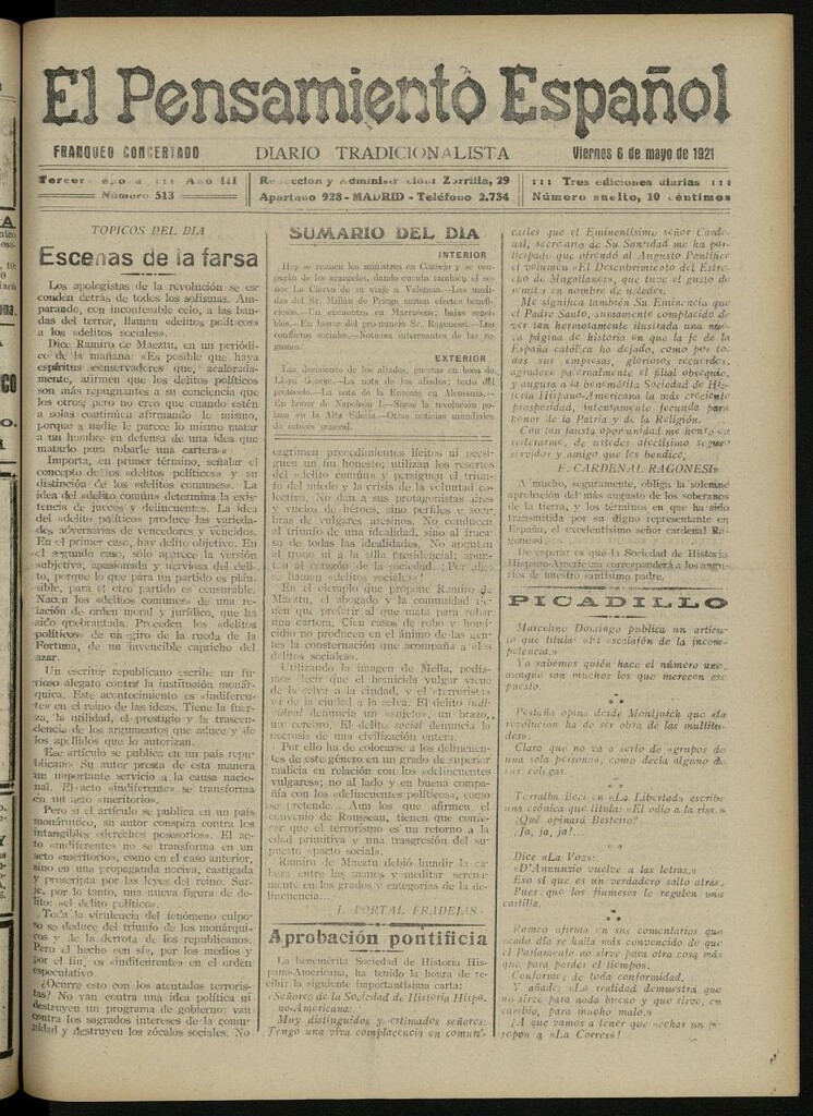 Miniatura de El Pensamiento Español del 6 de mayo de 1921, nº 513