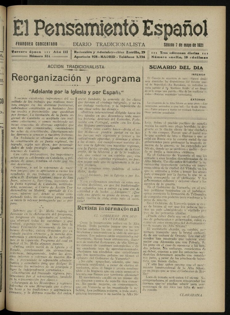 Miniatura de El Pensamiento Español del 7 de mayo de 1921, nº 514