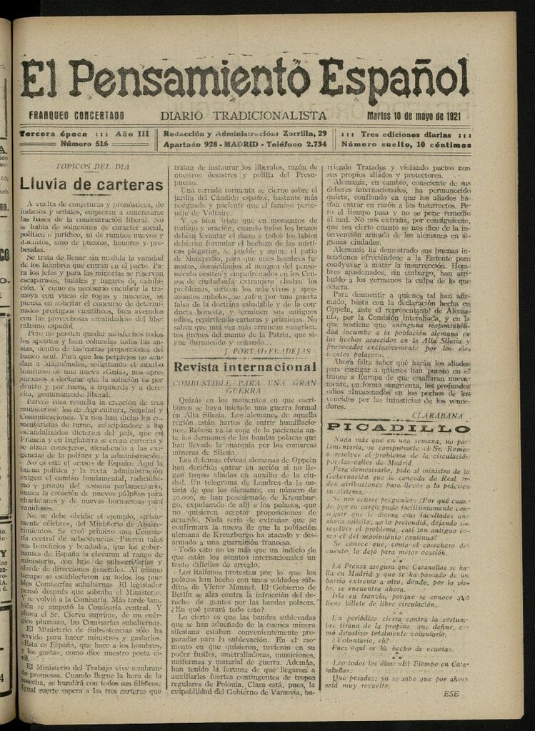 Miniatura de El Pensamiento Español del 10 de mayo de 1921, nº 515