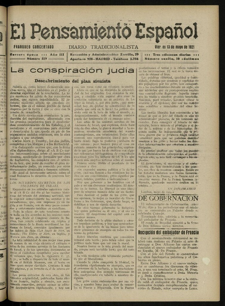 Miniatura de El Pensamiento Español del 13 de mayo de 1921, nº 519
