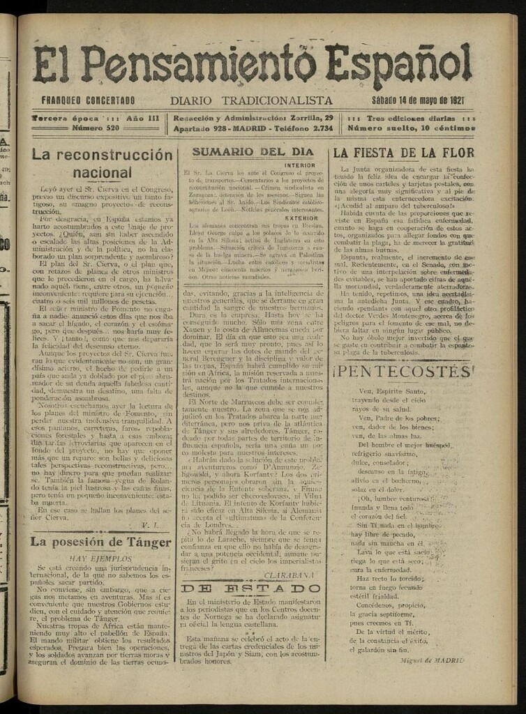 Miniatura de El Pensamiento Español del 14 de mayo de 1921, nº 520