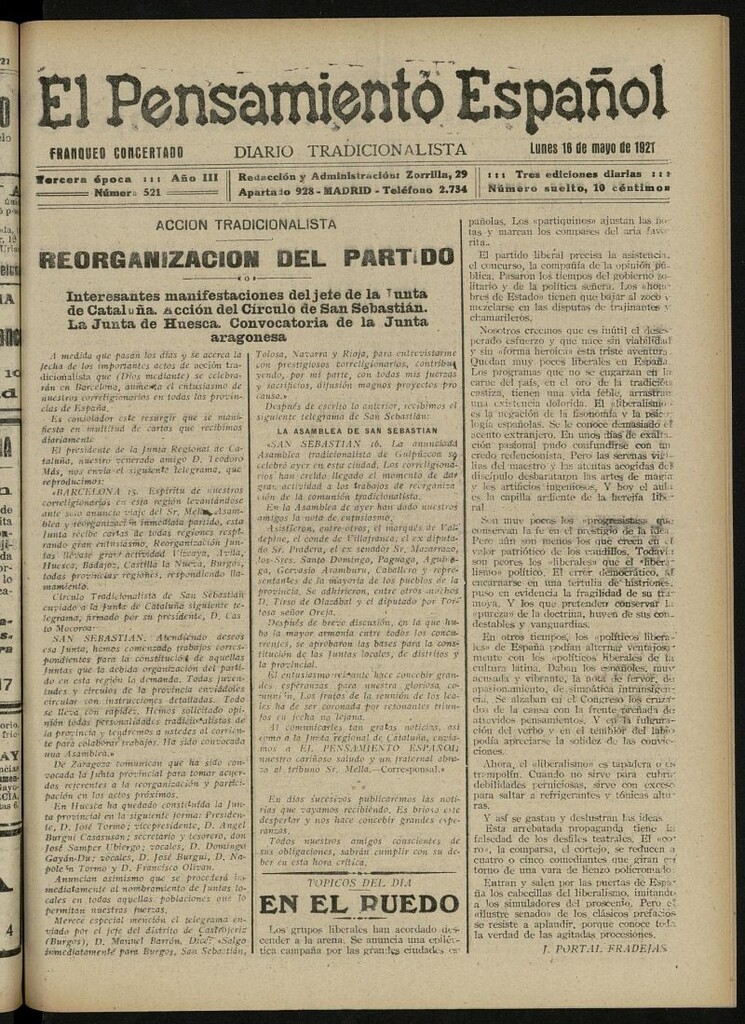 Miniatura de El Pensamiento Español del 16 de mayo de 1921, nº 521