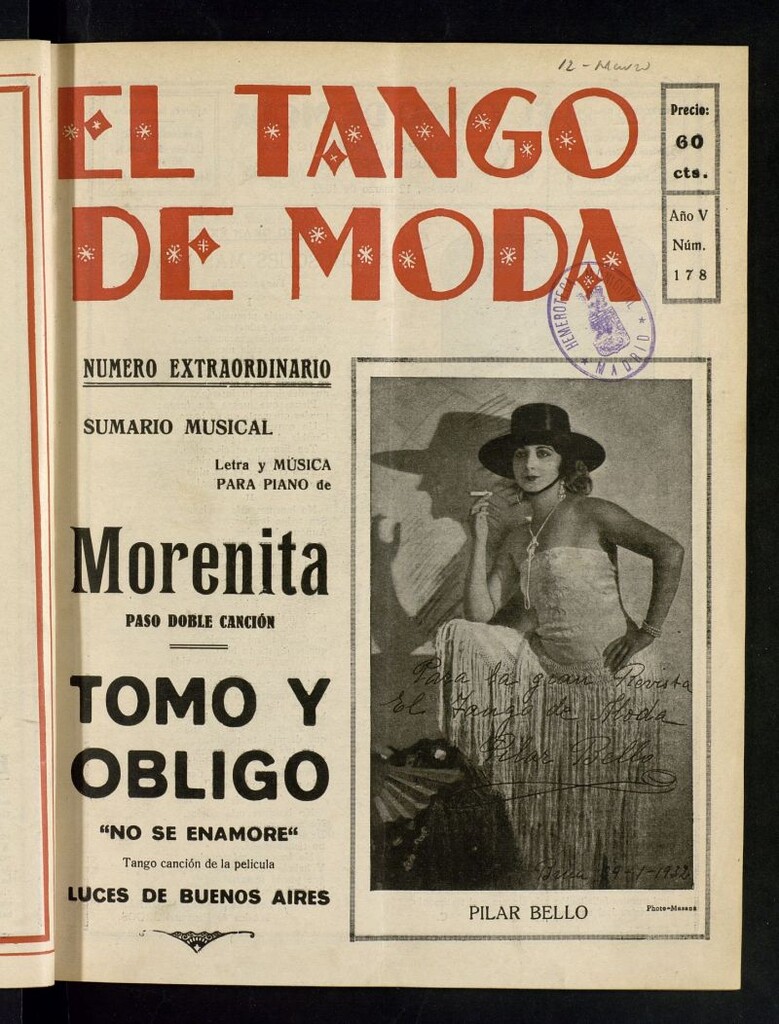 Miniatura de El Tango de Moda : revista popular hispano-americana. Aparece los sábados. Nº 178
