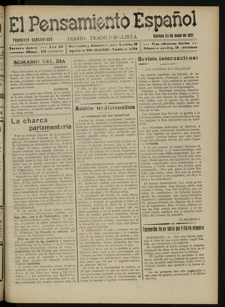 Miniatura de El Pensamiento Español del 20 de mayo de 1921, nº 525