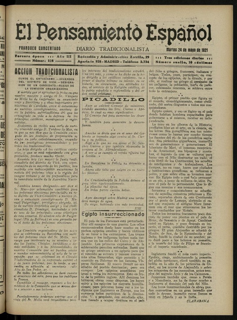 Miniatura de El Pensamiento Español del 24 de mayo de 1921, nº 528