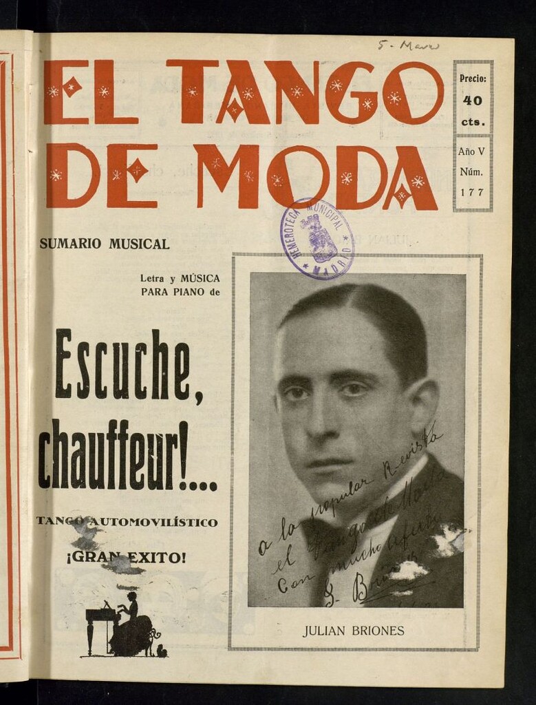 Miniatura de El Tango de Moda : revista popular hispano-americana. Aparece los sábados. Nº 177