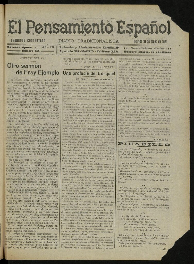 Miniatura de El Pensamiento Español del 31 de mayo de 1921, nº 534