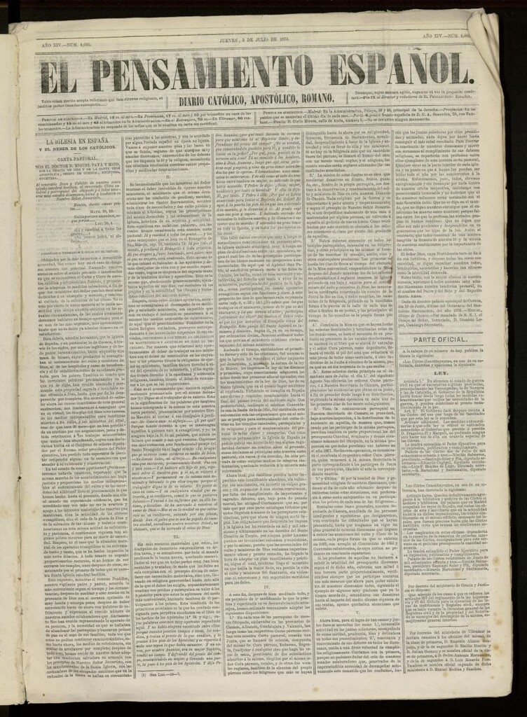 Miniatura de El Pensamiento Español del 3 de julio de 1873, nº 4095
