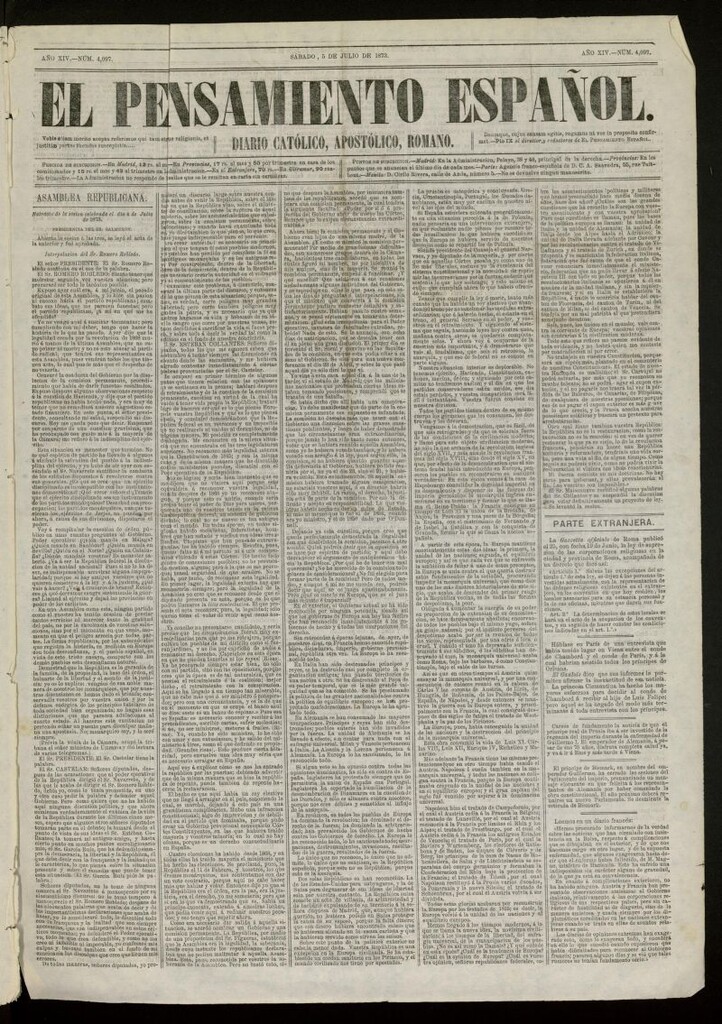 Miniatura de El Pensamiento Español del 5 de julio de 1873, nº 4097