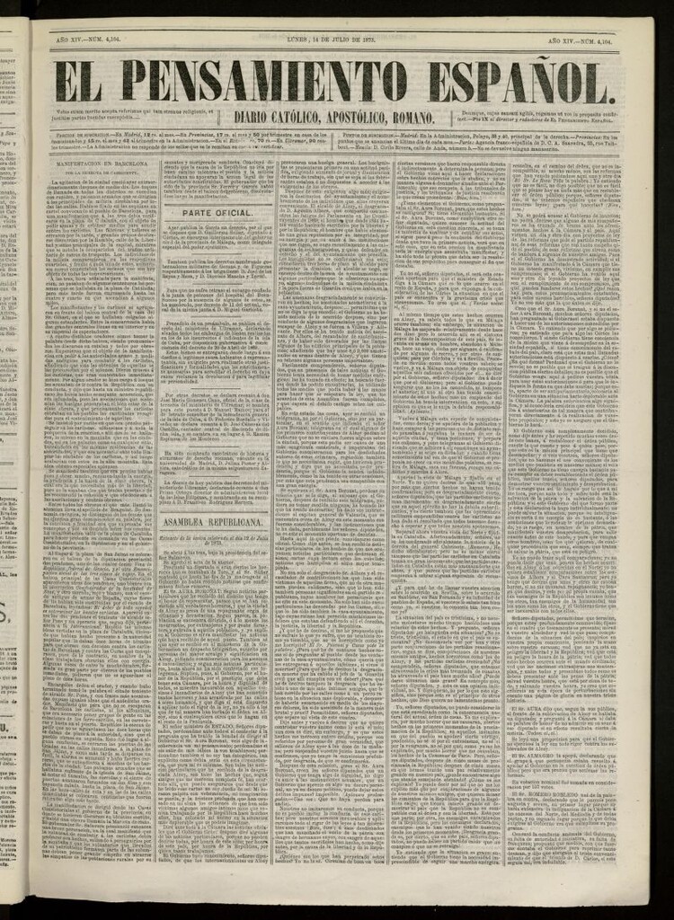 Miniatura de El Pensamiento Español del 14 de julio de 1873, nº 4104