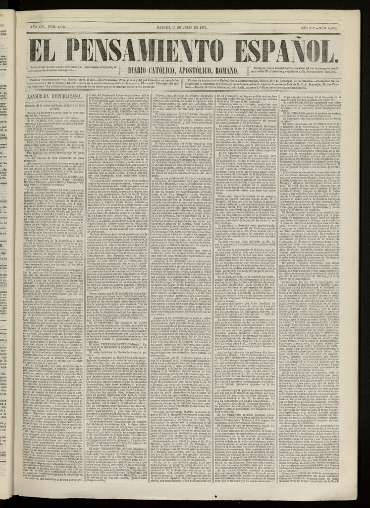 Miniatura de El Pensamiento Español del 15 de julio de 1873, nº 4105