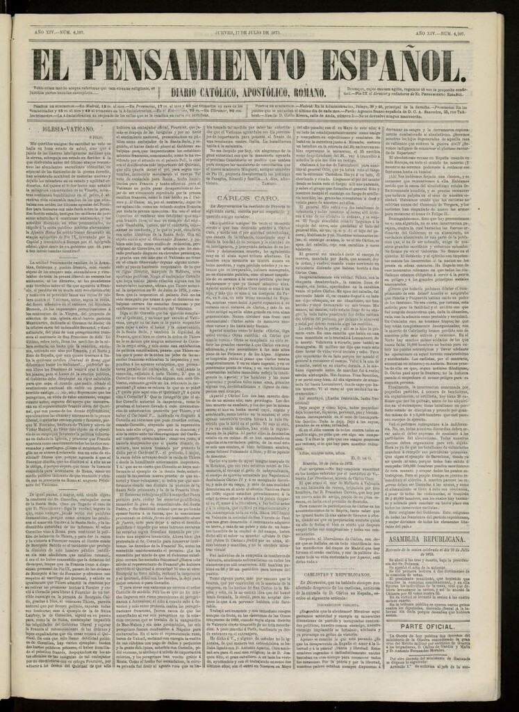 Miniatura de El Pensamiento Español del 17 de julio de 1873, nº 4107