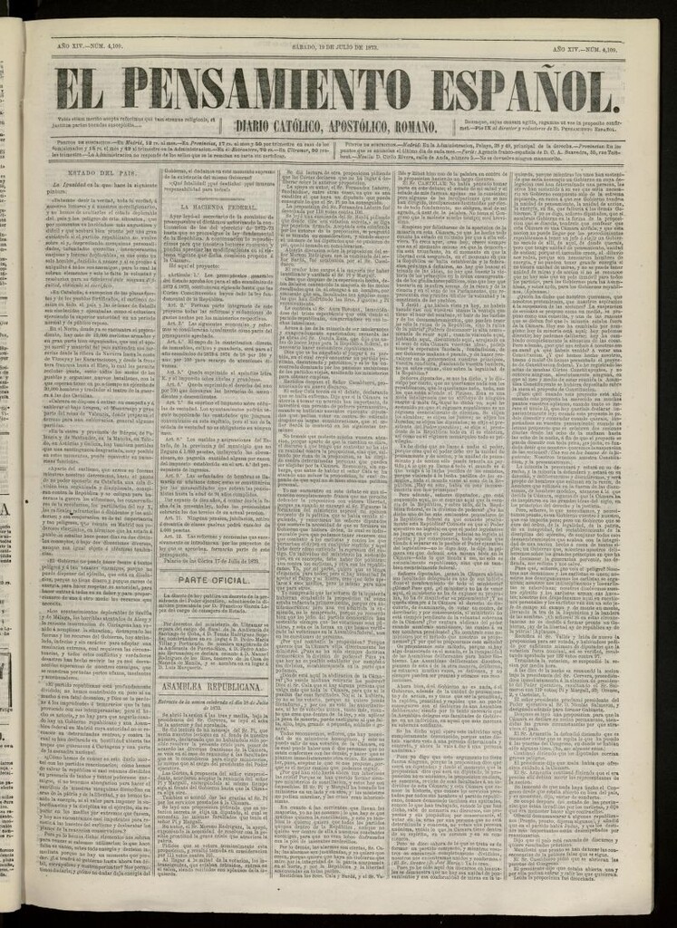 Miniatura de El Pensamiento Español del 19 de julio de 1873, nº 4109