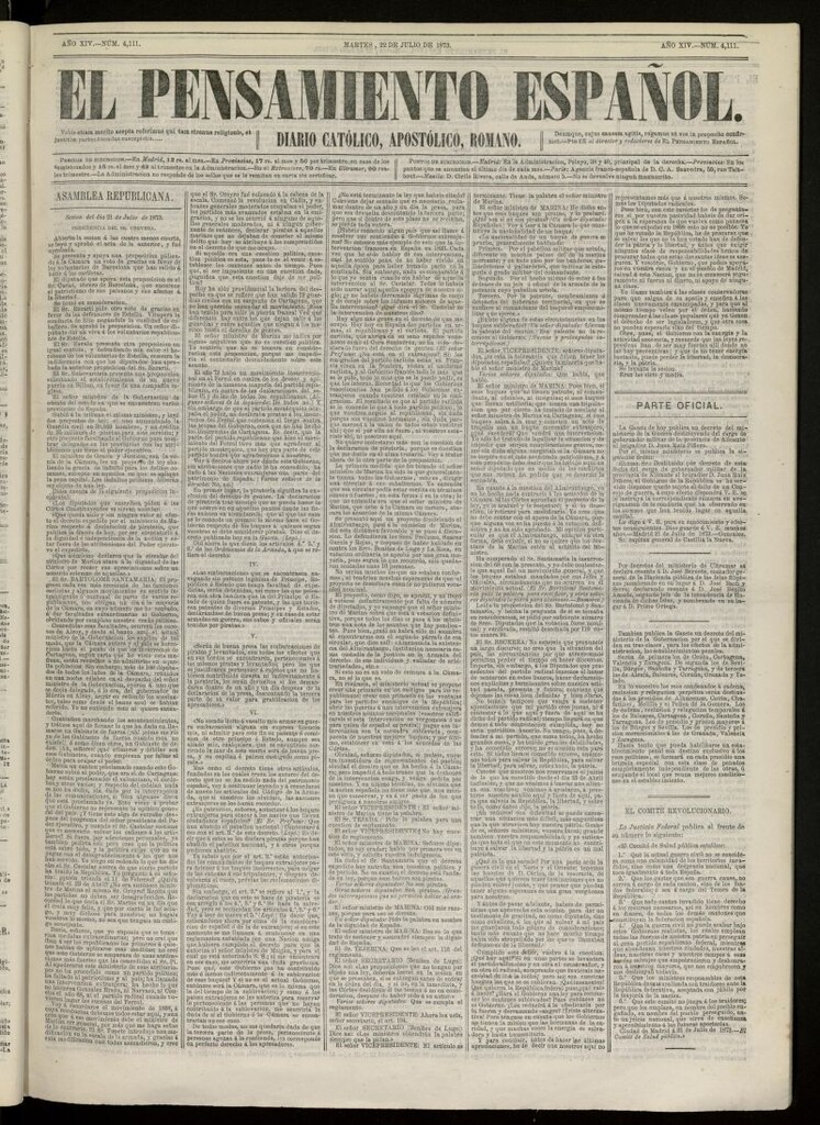 Miniatura de El Pensamiento Español del 22 de julio de 1873, nº 4111