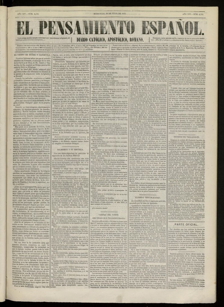 Miniatura de El Pensamiento Español del 23 de julio de 1873, nº 4112