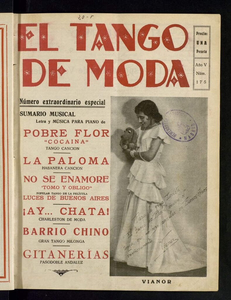 Miniatura de El Tango de Moda : revista popular hispano-americana. Aparece los sábados. Nº 175