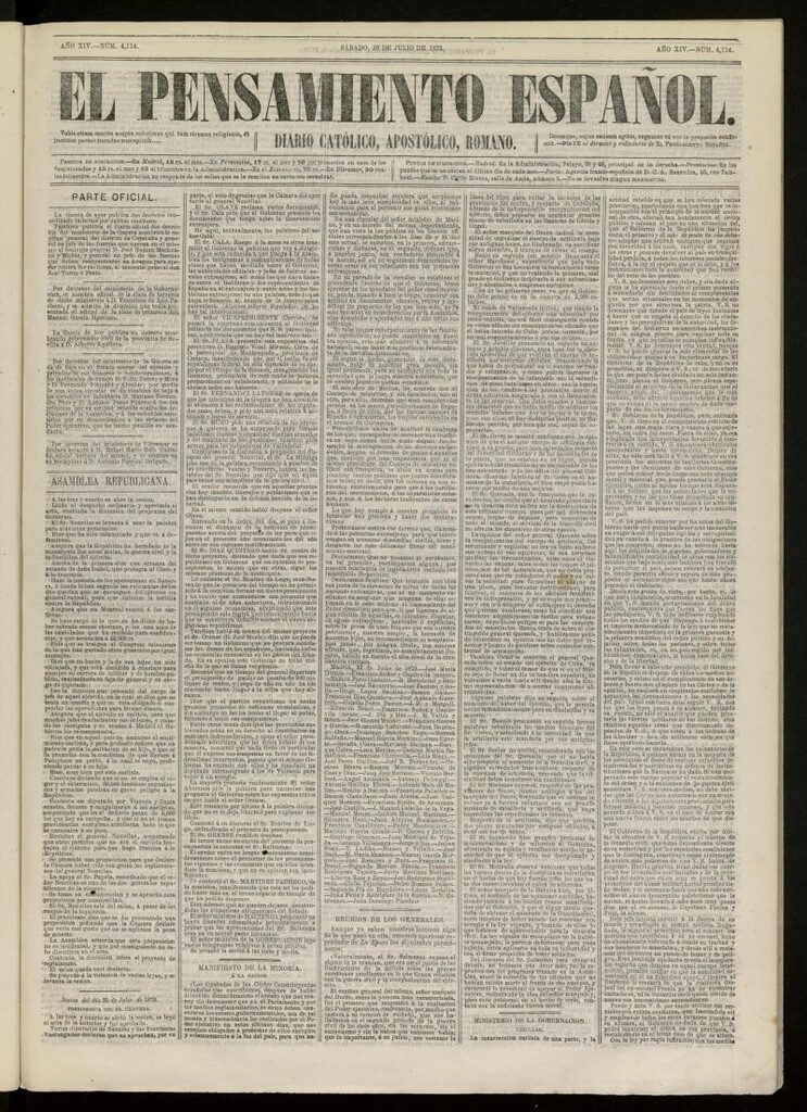 Miniatura de El Pensamiento Español del 26 de julio de 1873, nº 4114