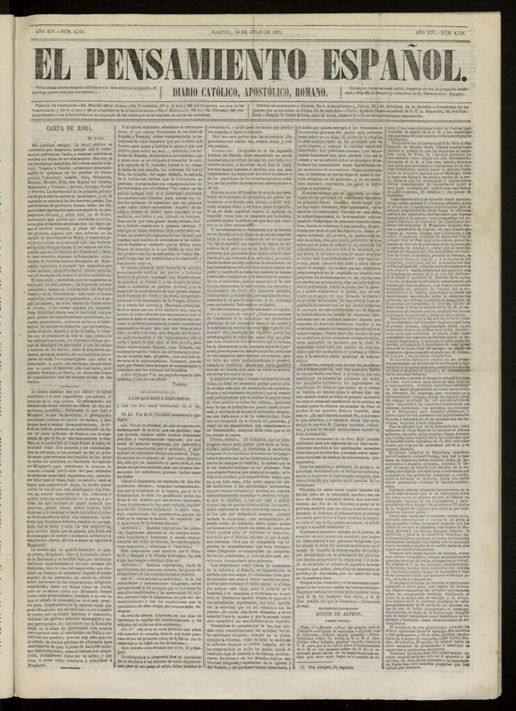 Miniatura de El Pensamiento Español del 29 de julio de 1873, nº 4116
