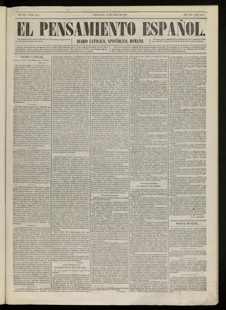Miniatura de El Pensamiento Español del 30 de julio de 1873, nº 4117