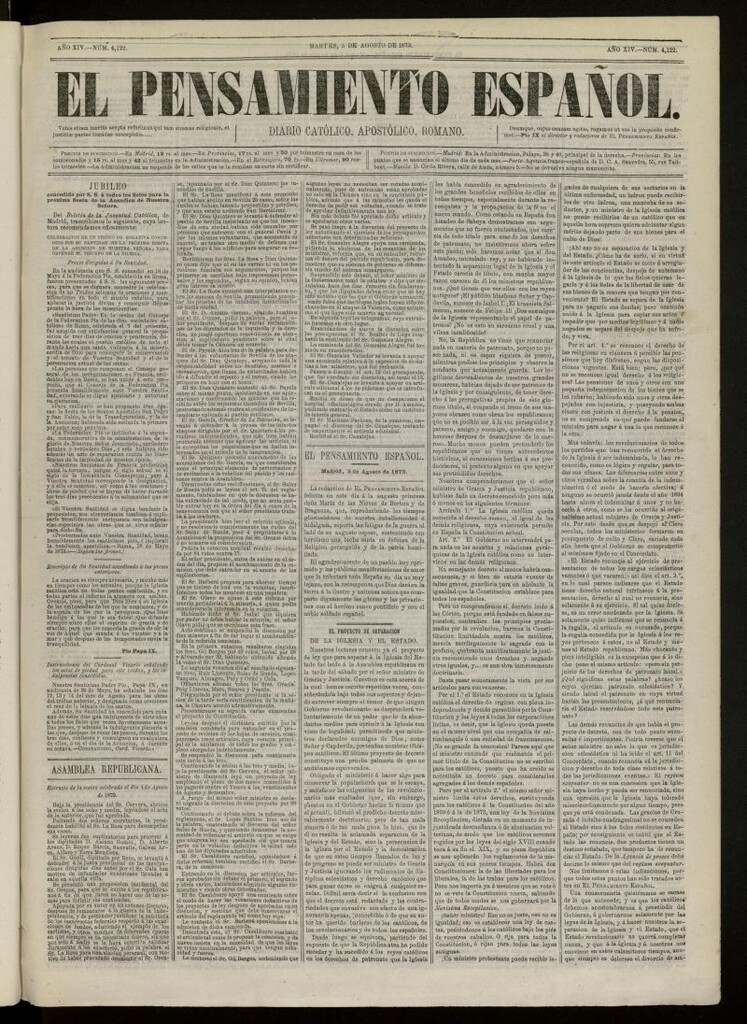 Miniatura de El Pensamiento Español del 5 de Agosto de 1873, nº 4122