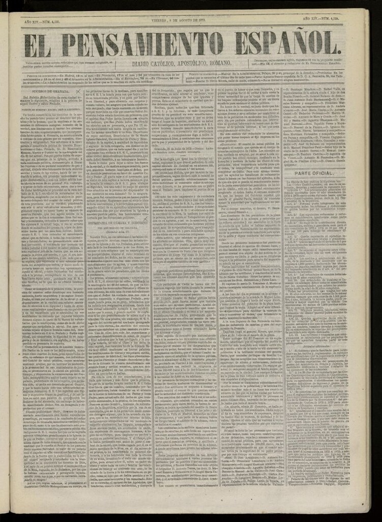 Miniatura de El Pensamiento Español del 8 de Agosto de 1873, nº 4125