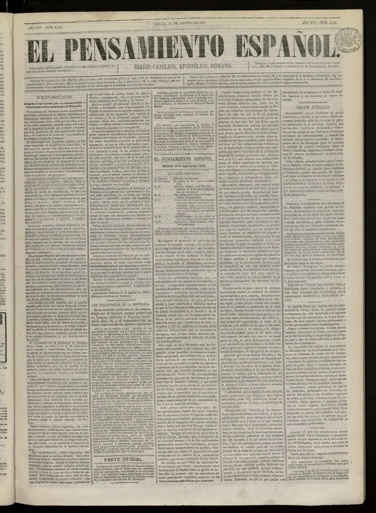 Miniatura de El Pensamiento Español del 16 de Agosto de 1873, nº 4131
