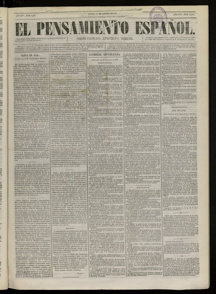 Miniatura de El Pensamiento Español del 18 de Agosto de 1873, nº 4132