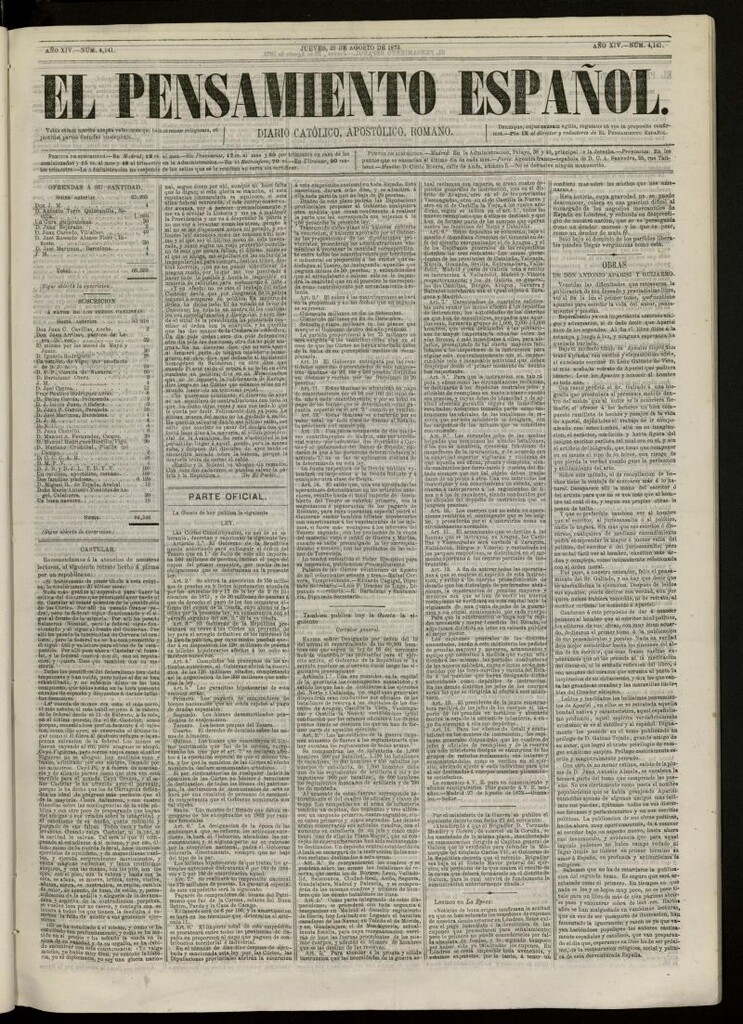 Miniatura de El Pensamiento Español del 28 de agosto de 1873, nº 4141