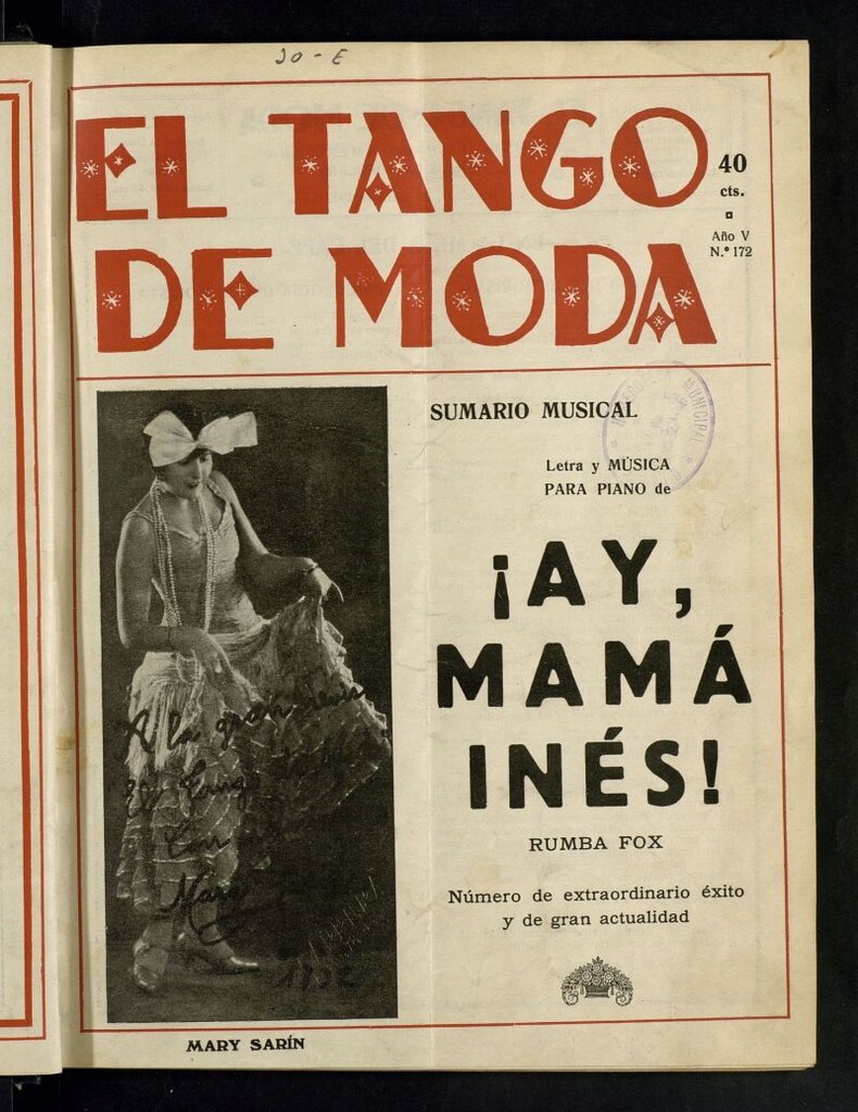 Miniatura de El Tango de Moda : revista popular hispano-americana. Aparece los sábados. Nº 172