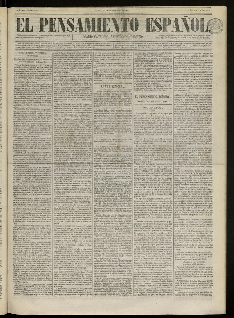 Miniatura de El Pensamiento Español del 1 de septiembre de 1873, nº 4144
