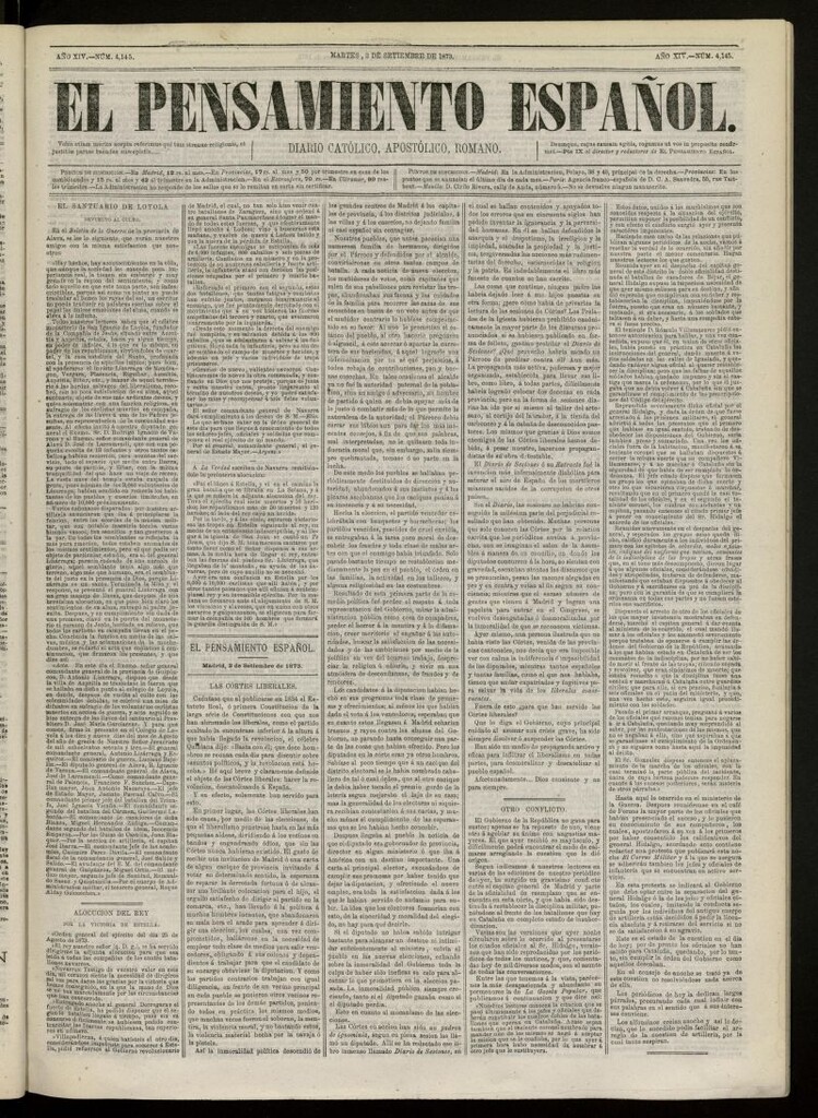Miniatura de El Pensamiento Español del 2 de septiembre de 1873, nº 4145
