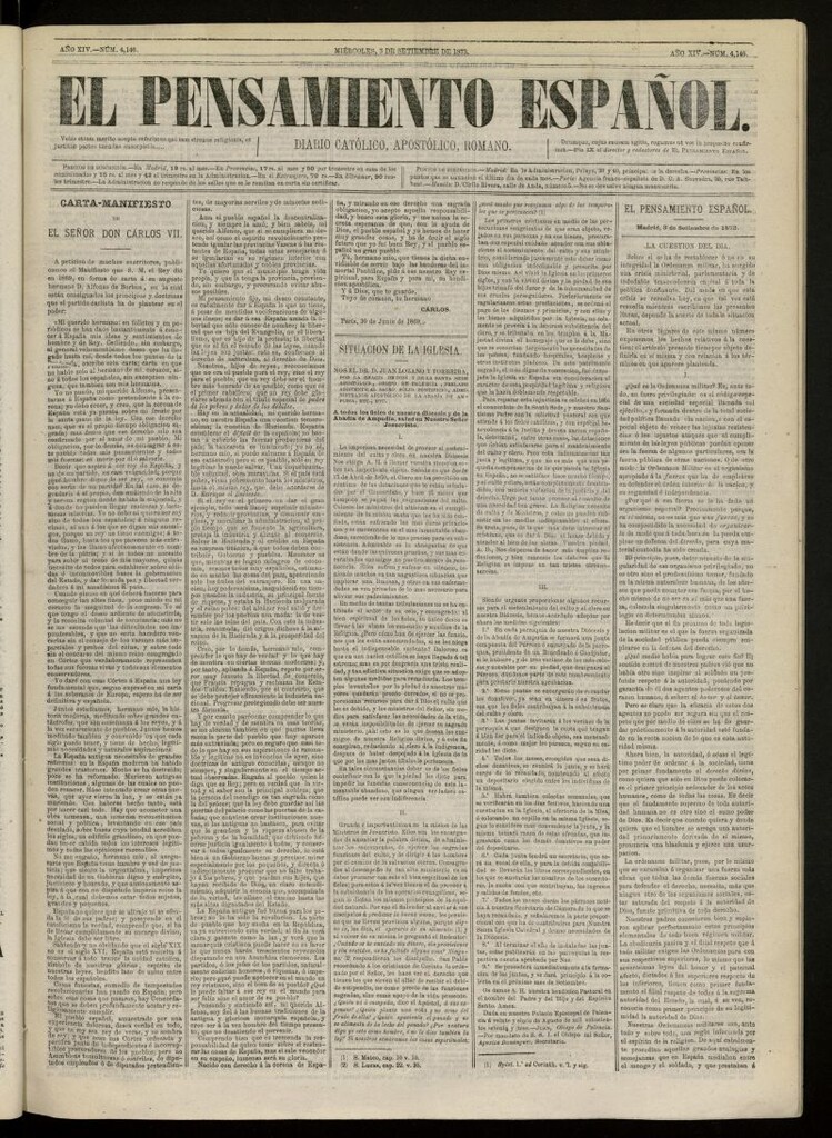 Miniatura de El Pensamiento Español del 3 de septiembre de 1873, nº 4146